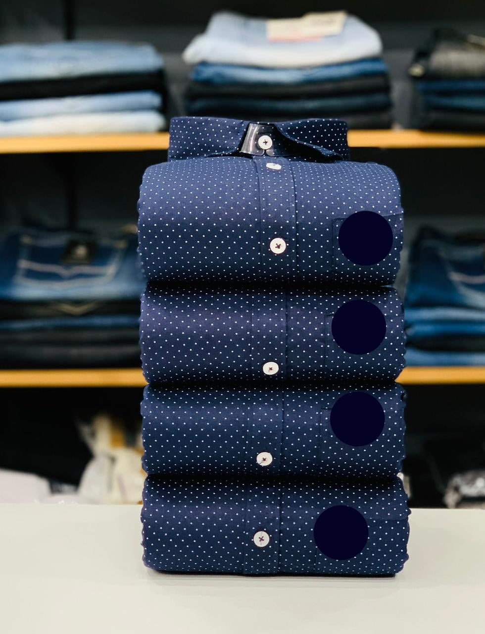 Elevate your wardrobe with this Premium Quality Allen Solly Partywear Dot Shirt , crafted for those who value elegance and comfort. Perfect for weddings, parties, birthdays, and formal functions, this shirt blends timeless style with superior fabric quality and dots on it.